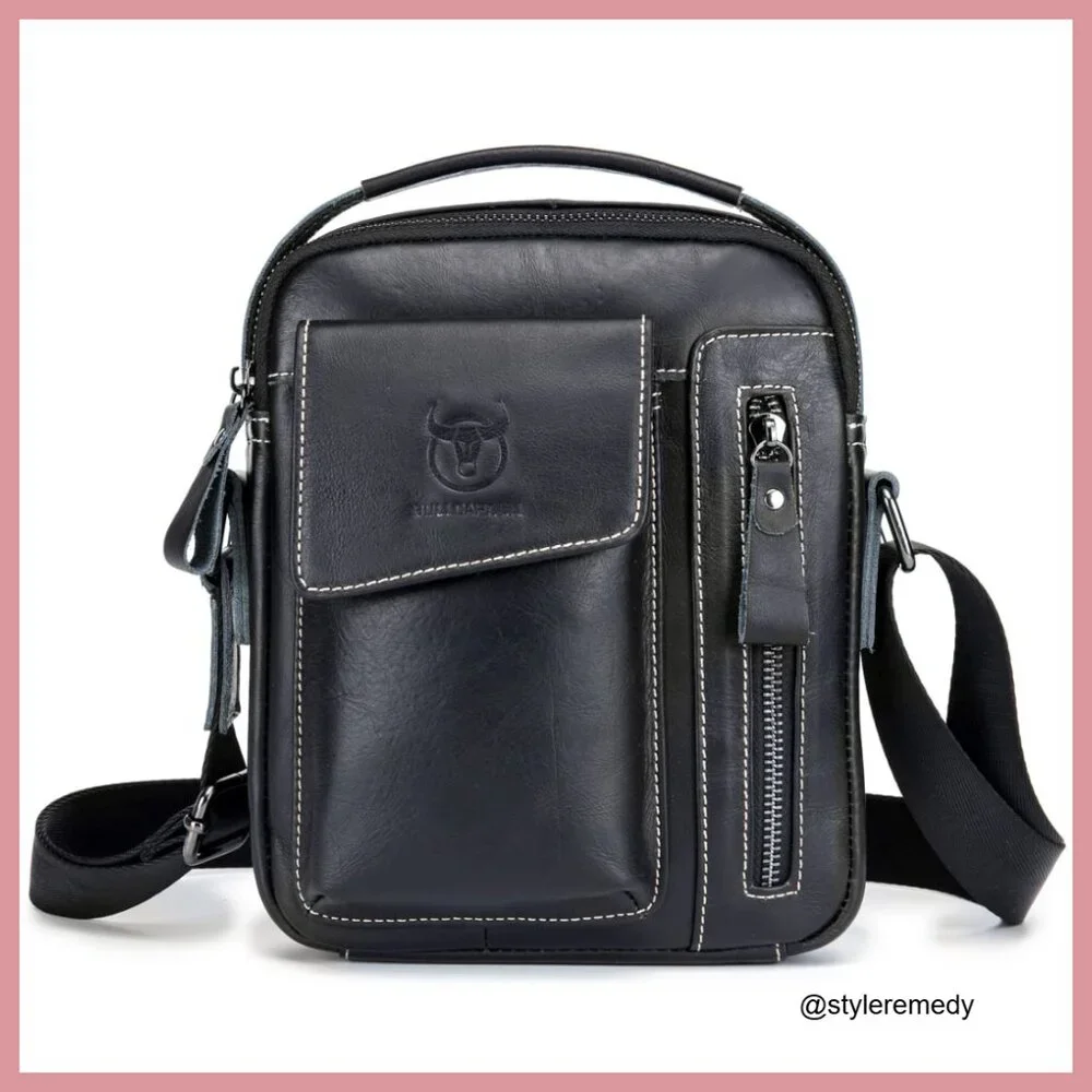 Genuine Leather Messenger Bag Crossbody Shoulder Bag for Business Travel